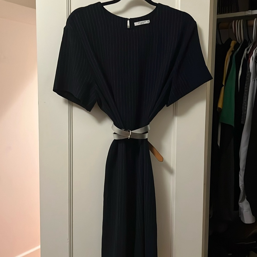 Mm LaFleur navy pinstripe dress